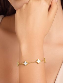 ELRA - 18K Gold Plated Golden Clover Bracelet Stainless Steel Waterproof & Anti-Tarnish