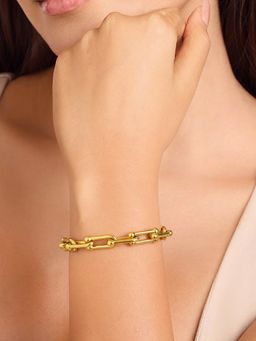 ELRA - 18K Gold Plated Orb Link Bracelet Stainless Steel Waterproof & Anti-Tarnish