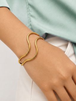 ELRA - 18K Gold Plated Molten Curve Cuff Stainless Steel Waterproof & Anti-Tarnish