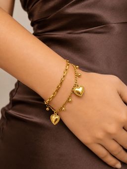 ELRA - 18K Gold Plated Love Charm Bracelet Stainless Steel Waterproof & Anti-Tarnish