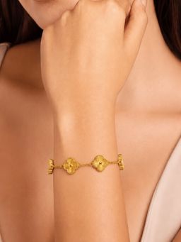 ELRA - 18K Gold Plated Golden Clover Bracelet Stainless Steel Waterproof & Anti-Tarnish