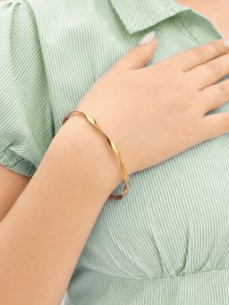 ELRA - 18K Gold Plated Golden Twist Bangle Stainless Steel Waterproof & Anti-Tarnish