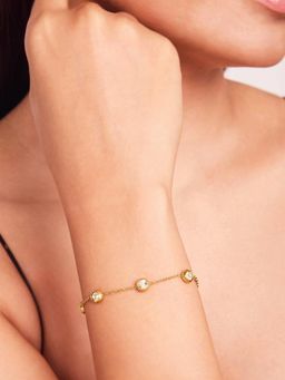 ELRA - 18K Gold Plated Bezel Chain Bracelet Stainless Steel Waterproof & Anti-Tarnish