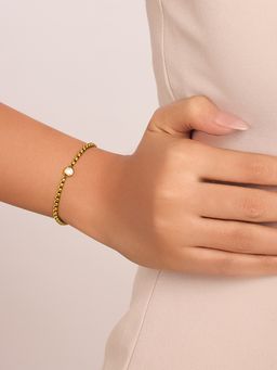 ELRA - 18K Gold Plated Chain Solitaire Bracelet Stainless Steel Waterproof & Anti-Tarnish
