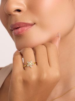 ELRA - 18K Gold Plated Crystal Bloom Ring Stainless Steel Waterproof & Anti-Tarnish
