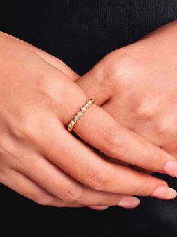 ELRA - 18K Gold Plated Bead Open Ring Stainless Steel Waterproof & Anti-Tarnish