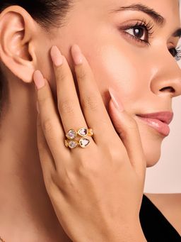 ELRA - 18K Gold Plated Crystal Ring Stainless Steel Waterproof & Anti-Tarnish