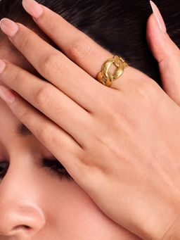 ELRA - 18K Gold Plated Gold unity Ring Stainless Steel Waterproof & Anti-Tarnish