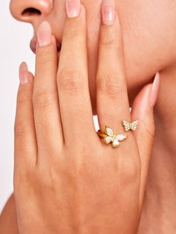 ELRA - 18K Gold Plated Butterfly Ring Stainless Steel Waterproof & Anti-Tarnish