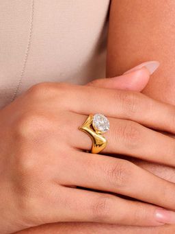 ELRA - 18K Gold Plated Radiant Ring Stainless Steel Waterproof & Anti-Tarnish