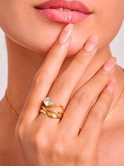 ELRA - 18K Gold Plated Whispering Ring Stainless Steel Waterproof & Anti-Tarnish