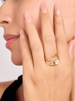 ELRA - 18K Gold Plated Golden Dew Ring Stainless Steel Waterproof & Anti-Tarnish