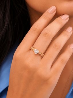 ELRA - 18K Gold Plated Heartbeat Ring Stainless Steel Waterproof & Anti-Tarnish