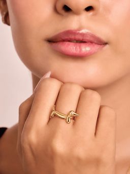 ELRA - 18K Gold Plated Golden Pup Ring Stainless Steel Waterproof & Anti-Tarnish