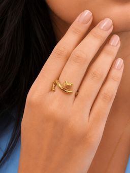 ELRA - 18K Gold Plated Golden Kitty Ring Stainless Steel Waterproof & Anti-Tarnish