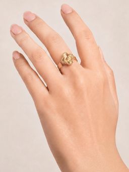 ELRA - 18K Gold Plated Golden Clover Ring Stainless Steel Waterproof & Anti-Tarnish