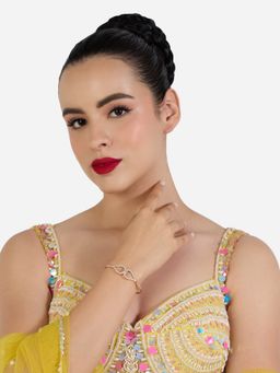 Zaveri Pearls - Rose Gold Tone Cubic Zirconia Contemporary Kada Bracelet