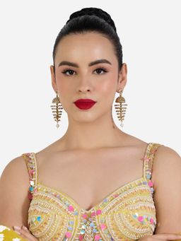 Zaveri Pearls - Gold Tone Diamonds Studded Layered Statement Jhumka Earring