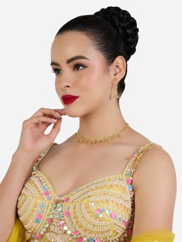 Zaveri Pearls - Gold Tone Beads Embellished Ethnic Necklace & Earring Set