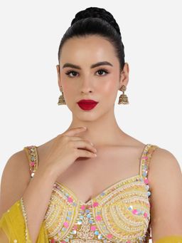 Zaveri Pearls - Lct Color Stones & Dangling Beads Embellish Jhumka Earring