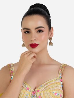 Zaveri Pearls - Lct Color Stones & Dangling Beads Embellish Jhumka Earring