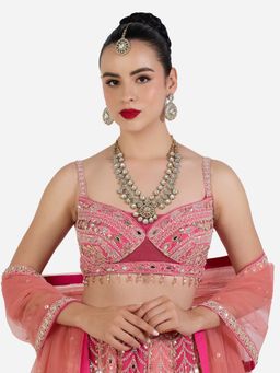 Zaveri Pearls - Antique Gold Tone Layered Necklace Earring & Maangtikka Set