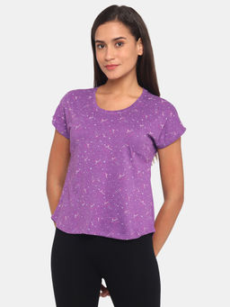Zivame - Rosaline Starry Nights Knit Cotton Crop Top - Royal Lilac