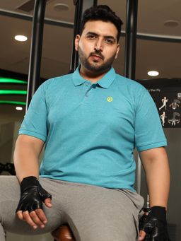 Instafab Plus - Men Sky Blue Basic Activewear Polo T-Shirt