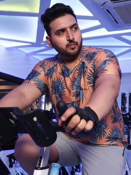 Instafab Plus - Men Tan Brown Foliage Activewear T-Shirt