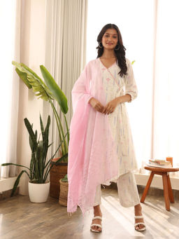 Bud & Tulip - Pavitra Wrap Angarkha Kurta Pant and Dupatta (Set of 3)