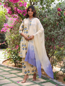Bud & Tulip - Rashi Straight Kurta with Pant and Dupatta (Set of 3)