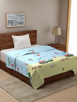 HOSTA HOMES - 210 Gsm Microfibre Filled Cartoon Geometric Reversible Comforter - Blue