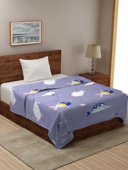HOSTA HOMES - 210 Gsm Microfibre Filled Cartoon Geometric Reversible Comforter - Purple