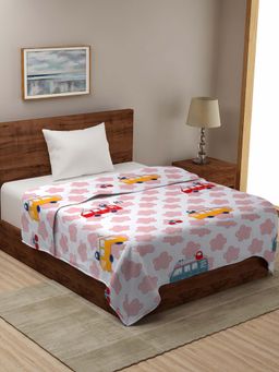 HOSTA HOMES - 210 Gsm Microfibre Filled Cartoon Geometric Reversible Comforter - White