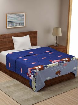 HOSTA HOMES - 210 Gsm Microfibre Filled Cartoon Geometric Reversible Comforter - Navy Blue