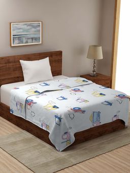 HOSTA HOMES - 210 Gsm Microfibre Filled Cartoon Geometric Reversible Comforter - Blue