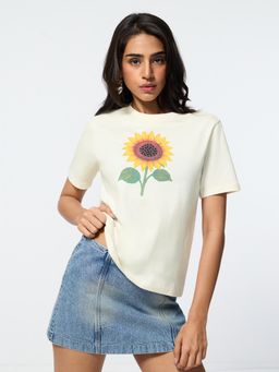 The Souled Store - Casual Classics: Sunflower Womens Relaxed Fit T-Shirt