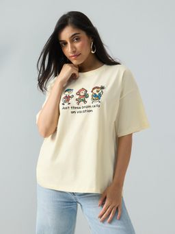 The Souled Store - TSS Originals: Three Brain Cells Womens Oversized T-Shirt