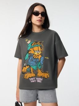 The Souled Store - Official Garfield: Really Don't Care Womens Oversized T-Shirt