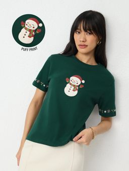 The Souled Store - Casual Classics: Snowman Womens Relaxed Fit T-Shirt