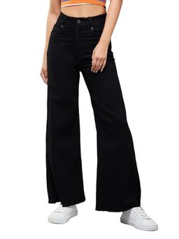 Angelfab - Womens Black Solid Denim Jeans
