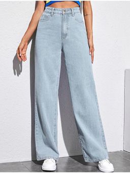 Angelfab - Womens Blue Solid Denim Jeans