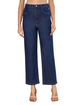 Angelfab - Womens Blue Solid Denim Jeans