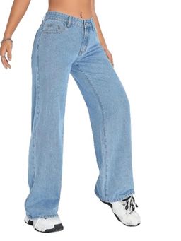 Angelfab - Womens Blue Solid Denim Jeans