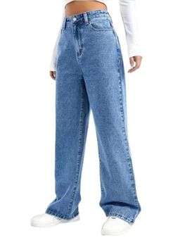 Angelfab - Womens Blue Solid Denim Jeans