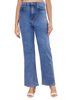 Angelfab - Womens Blue Solid Denim Jeans