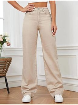 Angelfab - Womens Beige Solid Denim Jeans