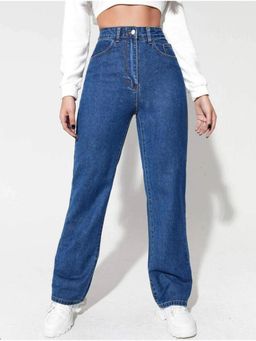 Angelfab - Womens Blue Solid Denim Jeans