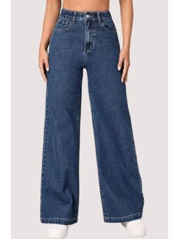 Angelfab - Womens Blue Solid Denim Jeans