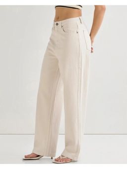 Angelfab - Womens Off White Solid Denim Jeans